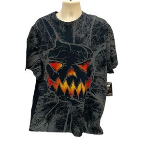NWT Halloween Men’s Grey Evil Pumpkin T-Shirt XXL